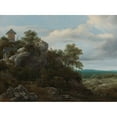 thumbnail image 2 of Jacob van Ruisdael 24x19 Black Ornate Framed Double Matted Museum Art Print Titled: Landscape with Houses on a Rocky Hill with a View of a Plain Beyond, 2 of 5