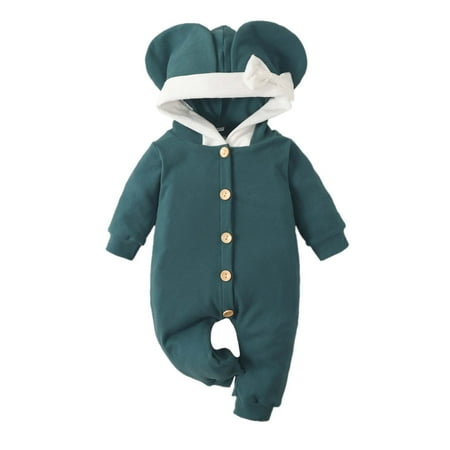 

Borniu Infants Toddlers Elephant Ears One-piece Romper Baby Girls Boys Cute Autumn Winter Outside Onesies 0-18 Months