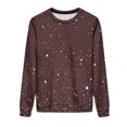 thumbnail image 6 of Otntypg Fall Crewneck Sweatshirts for Women Lightweight Thin Long Sleeve Shinny Sequin Printed Pullover Tops Loose Oversized Dressy Party Glitter Shirts Fashion Outfits Clothes 2025 Brown#02 XXXL, 6 of 9