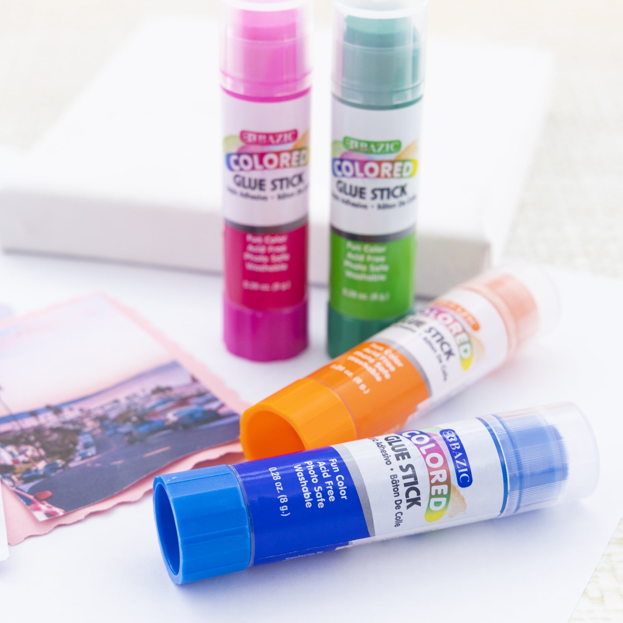 BAZIC Washableed Glue Stick 8g/0.28 Oz, Acid Glue Sticks (4/Pack), 24-Packs
