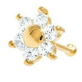 thumbnail image 4 of JewelStop 14K Yellow Gold CZ Flower Stud Nose Rings- 0.55mm 24 Gauge 6mm Long, 4 of 6