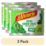 (3 pack) LA VICTORIA Fire Roasted Diced Green Chiles, Mild, 4 oz Steel Can