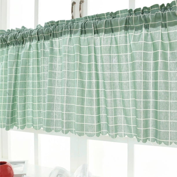 Cenefa corta de cocina con medias cortinas para ventanas opacas romanas (cuadros verdes) Ehuebsd Libre de BPA