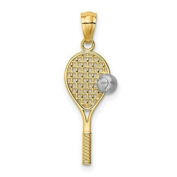Finest Gold 14K Yellow & Rhodium with White Tennis Pendant