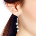 thumbnail image 3 of Sophisticated Dangle Chain Square Sparkle Cubic Zirconia .925 Silver Earrings, 3 of 6