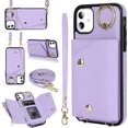 thumbnail image 2 of for iPhone 11 Phone Case Wallet with Strap for Women,Crossbody Lanyard and Wristlet Strap,Zipper Pocket,Credit Card Holder,Ring Stand,RFID Blocking Phone Wallet Cases(6.1 inch,Purple), 2 of 18