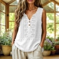 thumbnail image 2 of Lumtrix Womens Tank Tops Loose Fit Cotton Linen V Neck Henley Sleeveless Shirt Casual 2026 Summer Beach Top White L, 2 of 6
