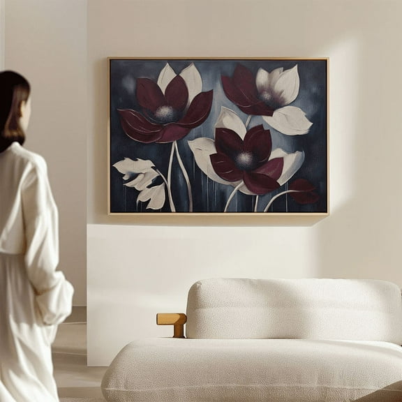 Burgundy Blooms Framed Art Work