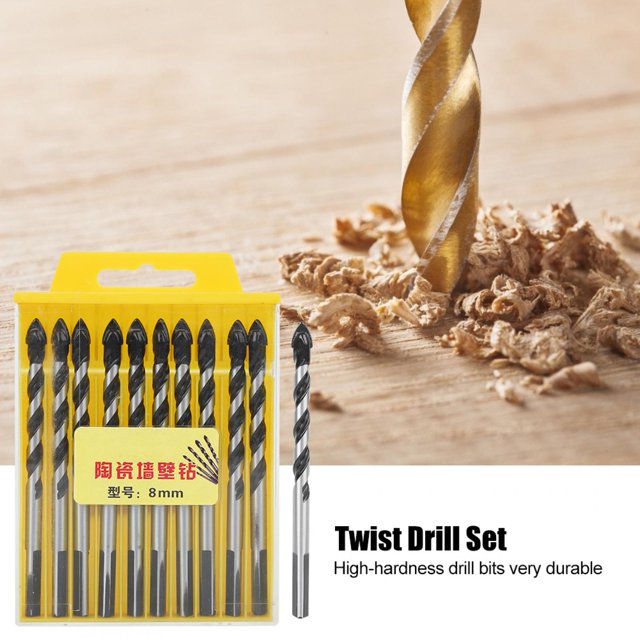 Juego de brocas helicoidales brocas helicoidales 10 Uds juego de brocas helicoidales brocas de pared de cerámica y madera resistentes y duraderas herramientas de ANGGREK Otros