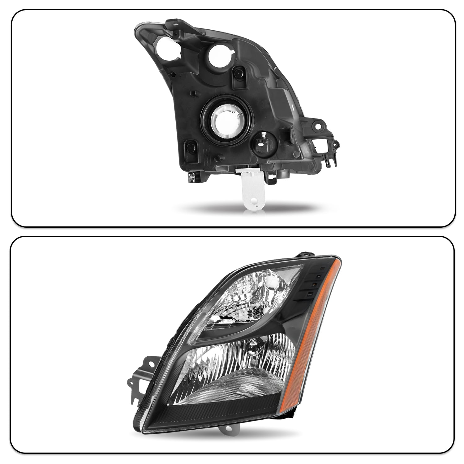 For 2010 2011 2012 Nissan Sentra Black Housing Amber Corner Headlights Lamps L+R