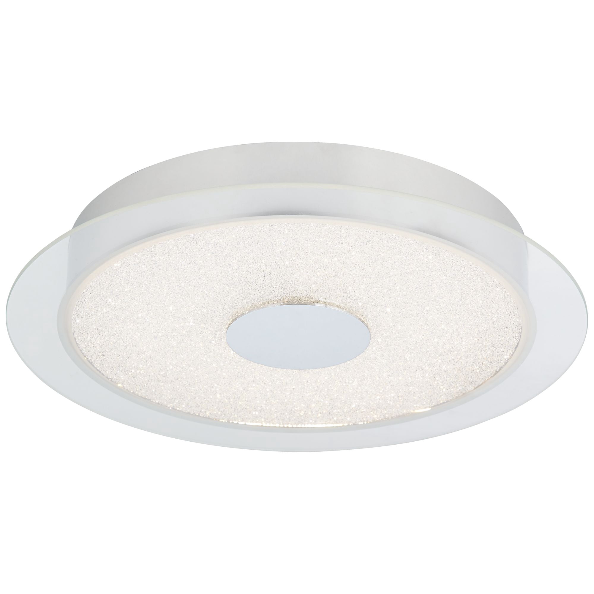 Possini Euro Design Modern Ceiling Light Flush Mount Fixture LED Chrome 16" Wide Crystal Sand Bedroom Kitchen Living Room Bathroom