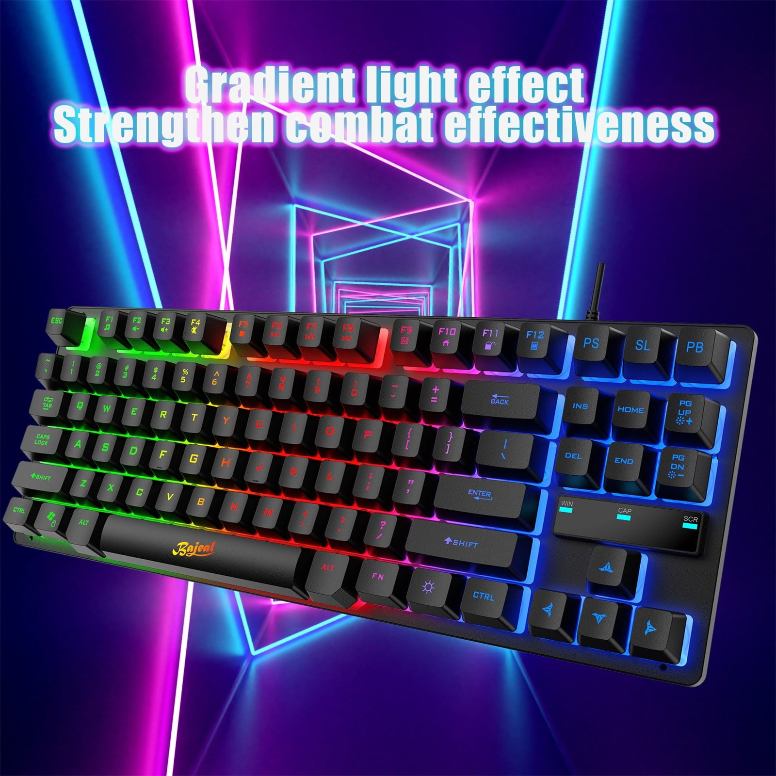 BAJEAL KB10 Mechanical Feel Keyboard 87key Gaming Laptop Rainbow