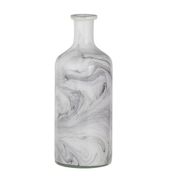 A&B Home White Glass Vase with Black Swirl 5.9" x 5.9" x 15.6"