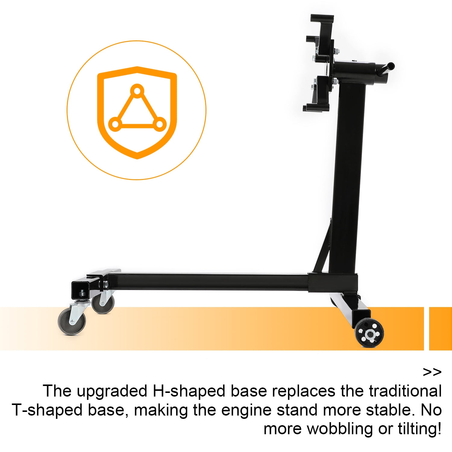 Kojem Rotating Engine Stand 1000 LBS Auto Truck Motor Hoist Dolly Mover Jack with Caster Wheels 360 Degree Rotating Head Caster Wheels Adjustable Arms Auto Repair Rebuild Jack - Black Finish