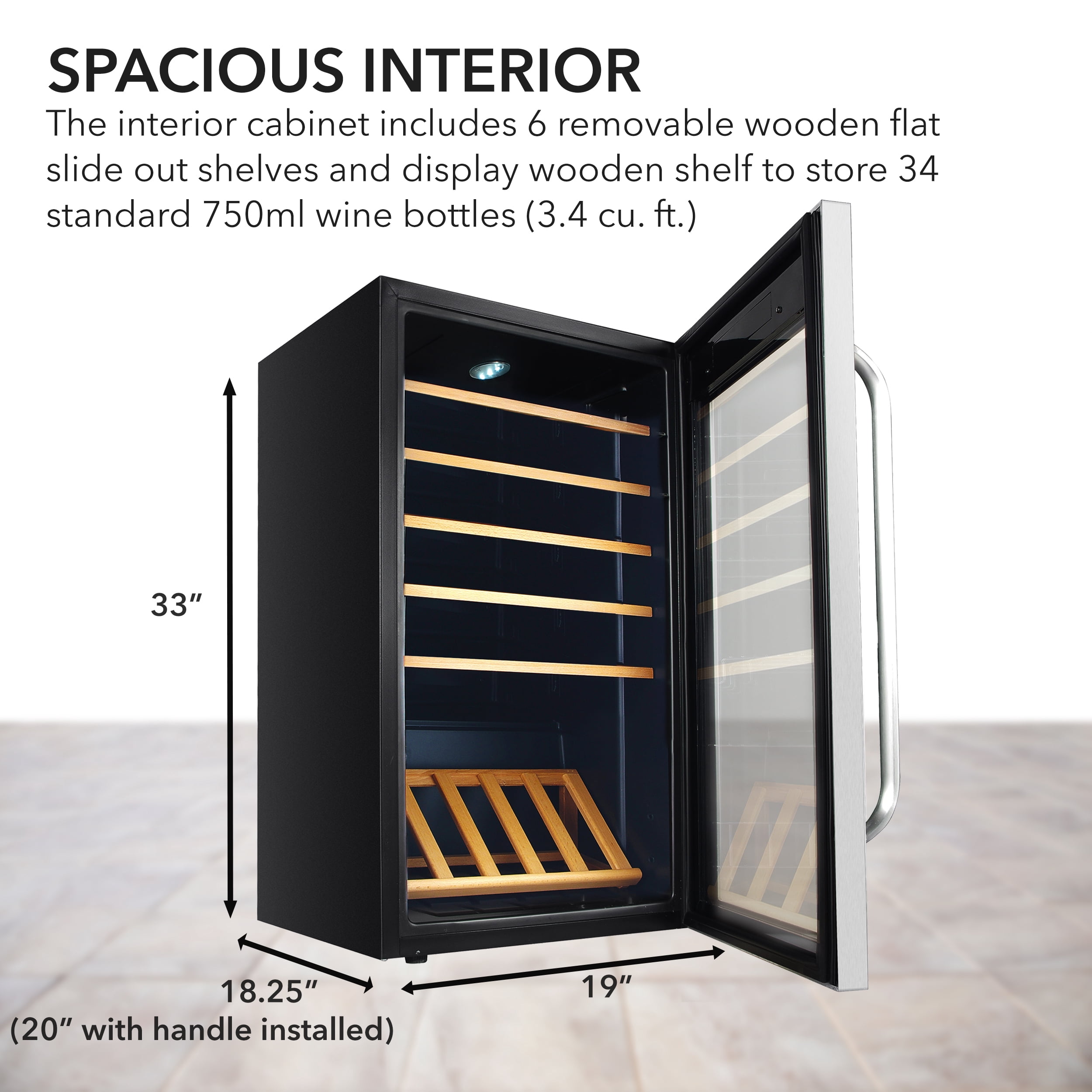 Whynter 34 Bottle 6 Shelf Stainless Steel Wine Refrigerator