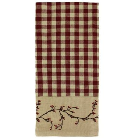 Berry Tea Set - Berry Vine Check Kitchen Towel - Red or Black - Set of 2