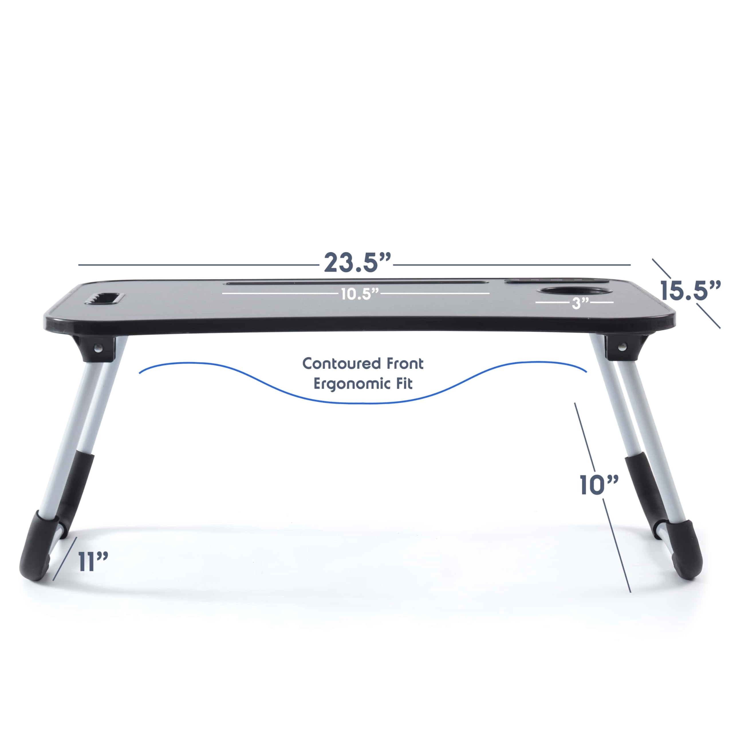 Foldable Lap Desk - Portable Laptop Stand For Bed  Couch Work Reading & Writing Table With Usb Ports Large Tray Black