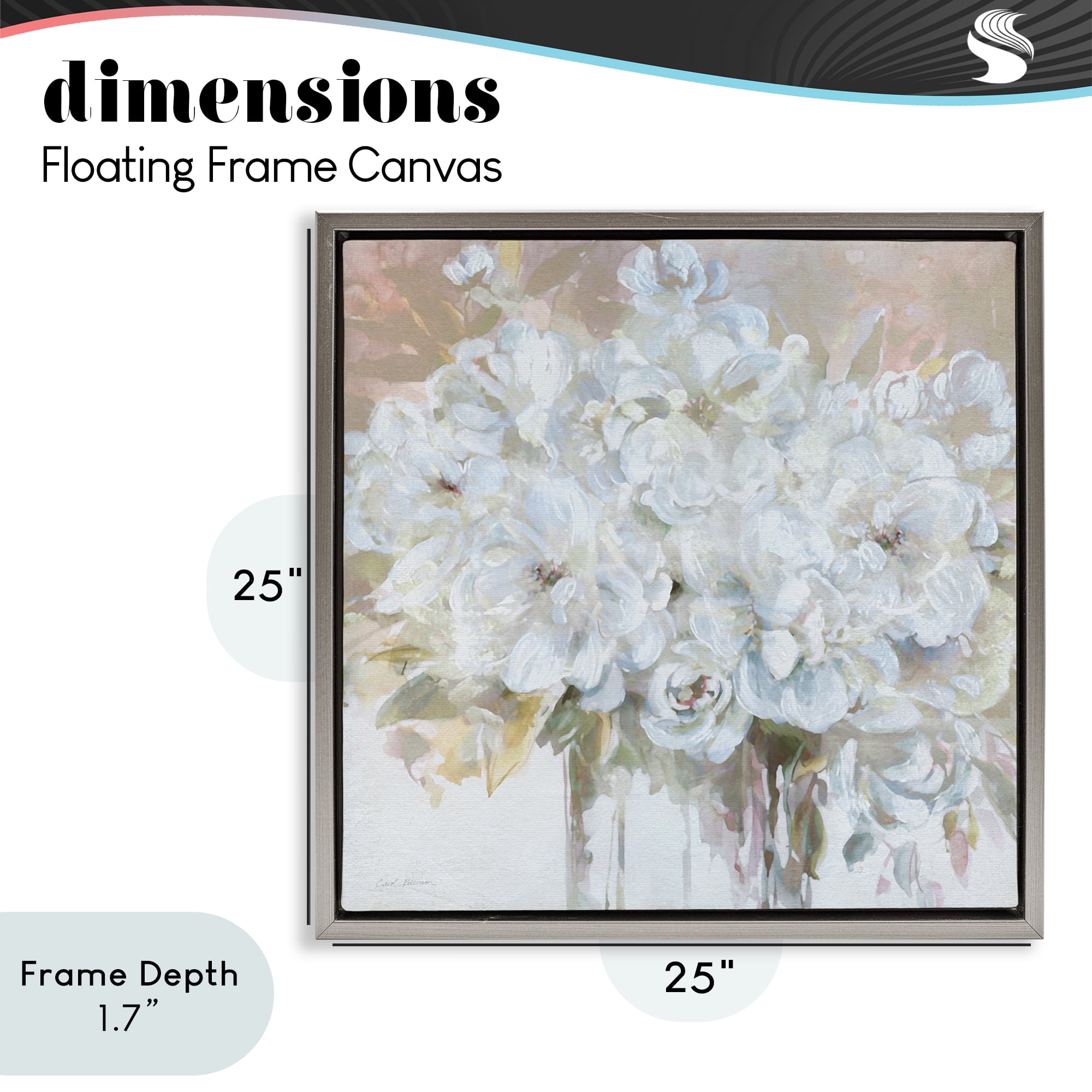 Stupell Industries Soft White Bouquet Serenity Gray Framed Floater Canvas Wall Art, design by Carol Robinson