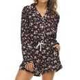 thumbnail image 2 of Flora By Flora Nikrooz Notch Collar Long Sleeve With Shorts Pajamas (Black Floral, XL), 2 of 4