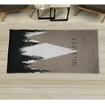 thumbnail image 1 of Adventure Decorative Rug, Forest Halftone Effect Hipster Typography Camping in Mountains, Quality Carpet for Bedroom Dorm and Living Room, 6 Sizes, Warm Taupe, by Ambesonne, 1 of 1