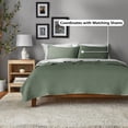 thumbnail image 2 of Mainstays Garment Washed Stripe Quilt, Full/Queen, Light Green, Soft Microfiber Bedding, 2 of 8
