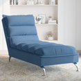 thumbnail image 1 of vidaXL Chaise Lounge with Cushions Blue Fabric, 1 of 5