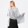 thumbnail image 3 of Bufandas de satén sedoso para mujer, bufandas para damas, novias, damas de honor, chal para bodas, fiestas de noche, regalos para niñas, marfil metálico, 3 of 4