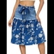 thumbnail image 2 of Falda Vaquera Informal con Lazo para Mujer, Falda Larga de con Estampado Floral Estilo Bohemio, Falda Paraguas. Azul M, 2 of 9