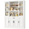 thumbnail image 6 of Homfa 74‘’ Tall Kitchen Pantry Cabinet, 6 Doors Storage Cabinet with Wine Rack and Adjustable Shelves, Kitchen Food Cabinets with Hutch & Drawer, White, 6 of 10