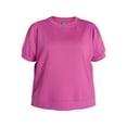 thumbnail image 5 of Terra & Sky Women's Plus Size Sweatshirt with Short Puff Sleeves, Size 0X-5X, 5 of 5