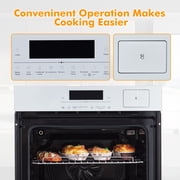 24 Single Electric Wall Oven with Convection Feature, 2.5 Cu.Ft. Stainless Steel Built-In Electric Oven with 108 Smart Menus, 8 Baking Modes, Timer, Safety Lock for Kitchen