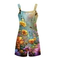 thumbnail image 5 of Womens Floral Printed Adjustable Strap Rompers Loose Fit Tie-Dye Summer Wide Leg Short Overalls with Pockets, 2025 Trendy Vacation Jumpsuits for Beach & Casual, 5 of 8