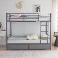 thumbnail image 5 of Ktaxon Metal Twin over Twin Bunk Bed with 2 Drawer & 2 Ladders for Bedroom, Gray, 5 of 7