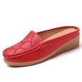 thumbnail image 6 of Womens Fashion Wedge Mules Slip On Loafers Comfortable Memory Foam PU Faux Leather Red Non-Slip Shoes,Size 9, 6 of 8