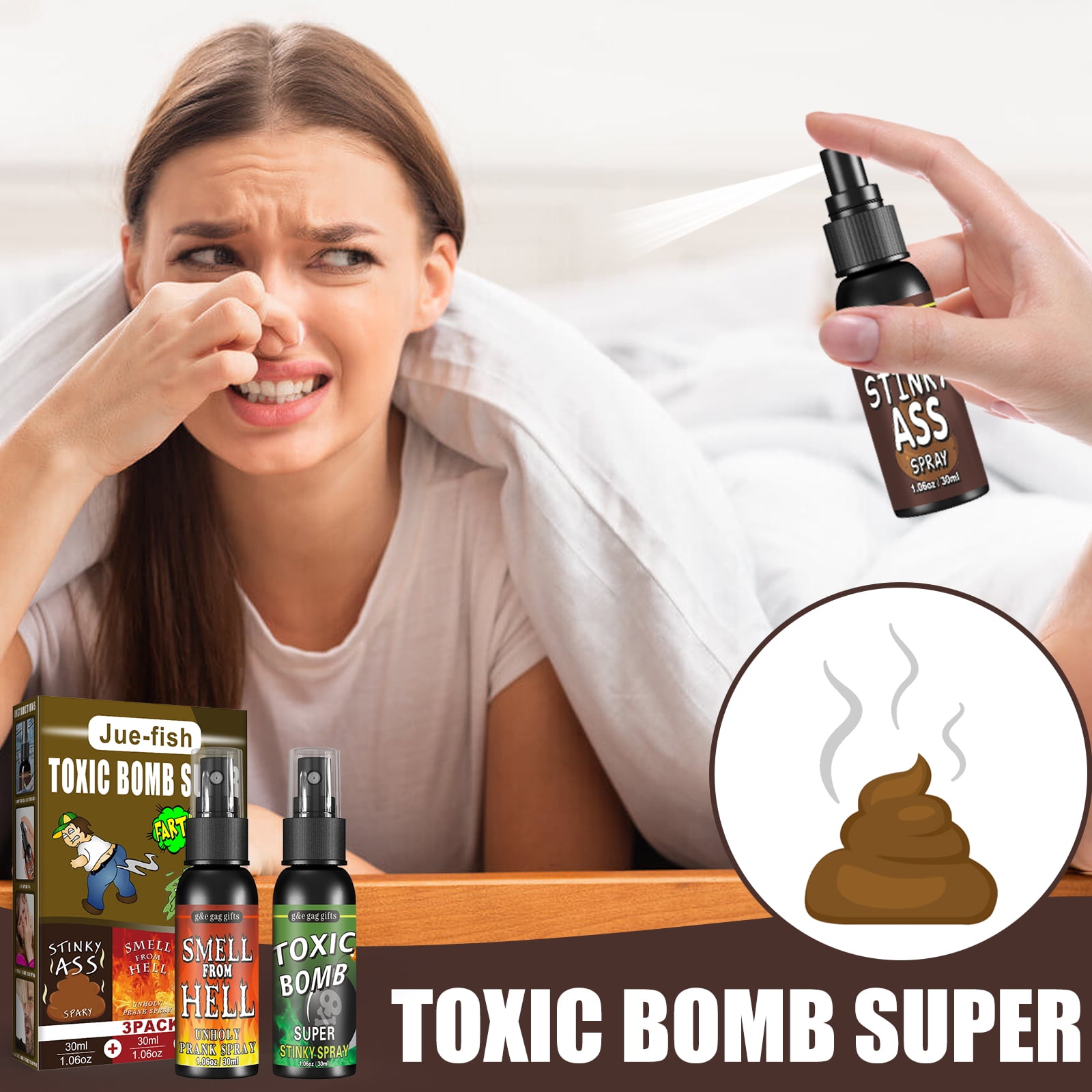 SDJMa 3PCS Fart Spray Combo Pack - Stinky Ass ,Toxic Bomb and Smell from  Hell - Nasty Smelling Prank Spray - 1 Ounce Each 