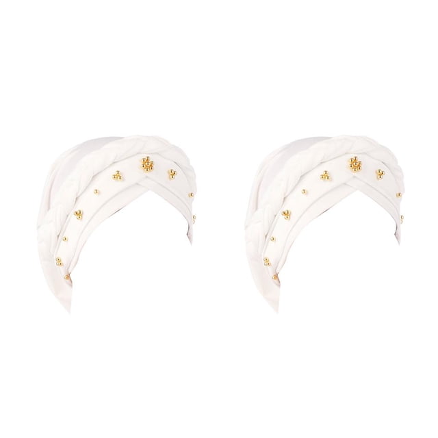 Qarigey 4 piezas Head Wrap Cómodo Sombrero de pirata Estilo musulmán Abalorios atractivos Suministros Accesorios para el cabello Mujeres Diademas Blanco 2piezas Qarigey CBP197595