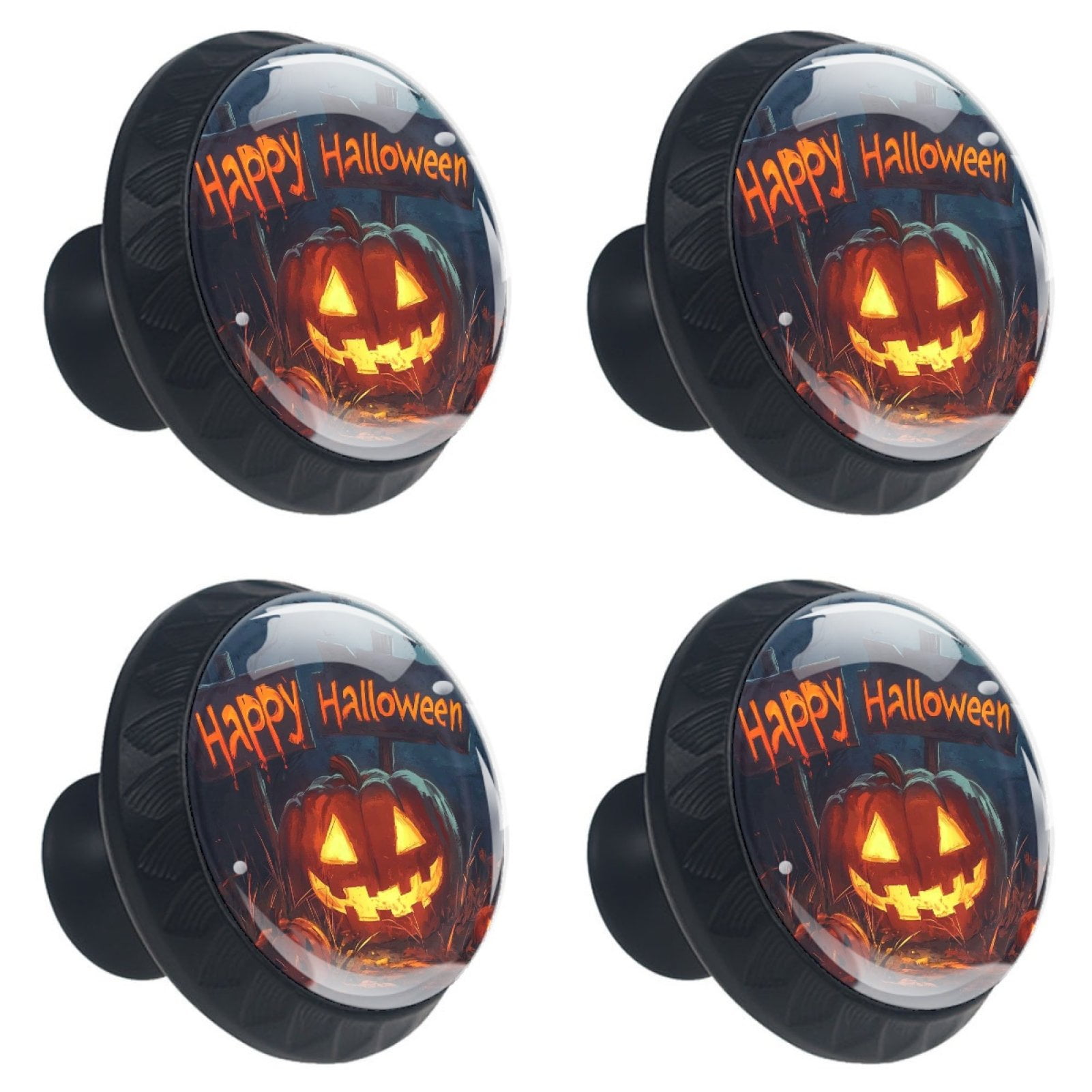 4 Pcs Happy Halloween Knobs for Kitchen Cabinet Cupboard Dresser Bookcase Drawer Pulls Handles Round Home Decor
