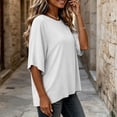 thumbnail image 6 of VBVC Women's Crew Neck 3/4 Sleeve Top , Ladies' Drop Shoulder Loose Fit Tunic , Casual Stretchy Tee Shirts For Women, S-2XL, 6 of 9