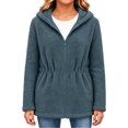 thumbnail image 3 of OGLCCG Girls Fleece Jacket with Hood Full Zip Fuzzy Sherpa Coat Long Sleeve Fall Winter Outwear with Pockets,Drawstring Waist(Gray,12-13 Years), 3 of 6