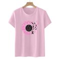 thumbnail image 2 of Moda casual mujer manga corta impresa damas manga corta cuello redondo blusas tops camiseta Pompotops hfajkhk137648, 2 of 4