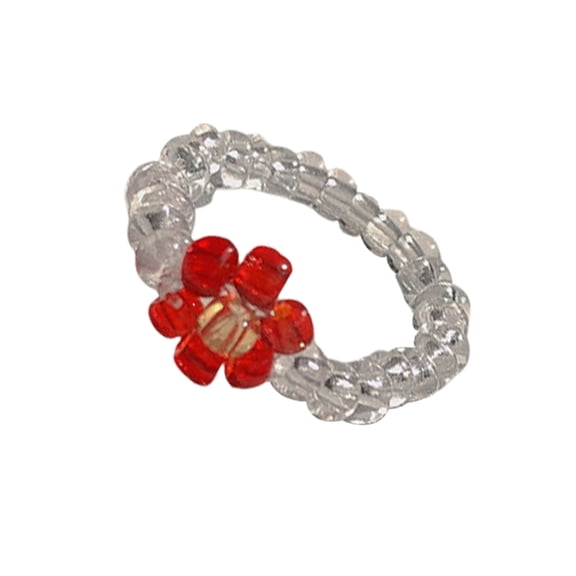 Adjustable Beaded Rings With Elastic Design Finger Accessory For Women And Teens
