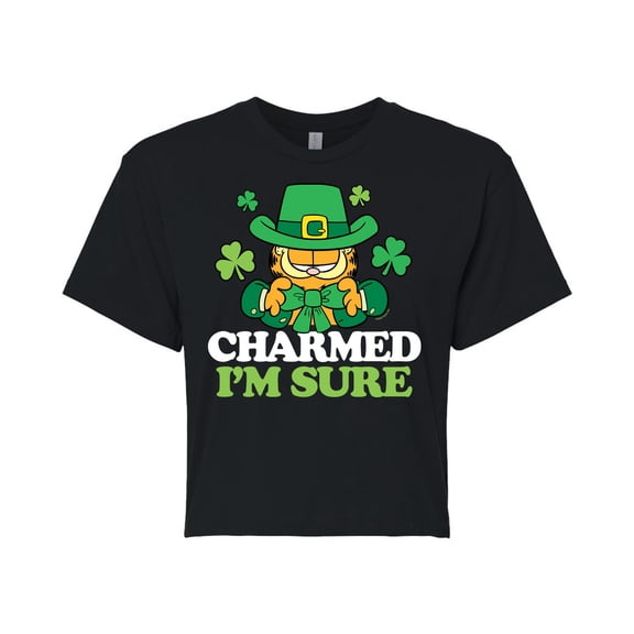 Garfield - Charmed I'm Sure - Juniors Cropped Cotton Blend T-Shirt