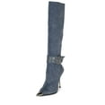 thumbnail image 2 of Jeffrey Campbell Flashback Blue Denim Silver Stiletto Heel Pointed Toe Boots (Blue Denim Silver, 6), 2 of 4