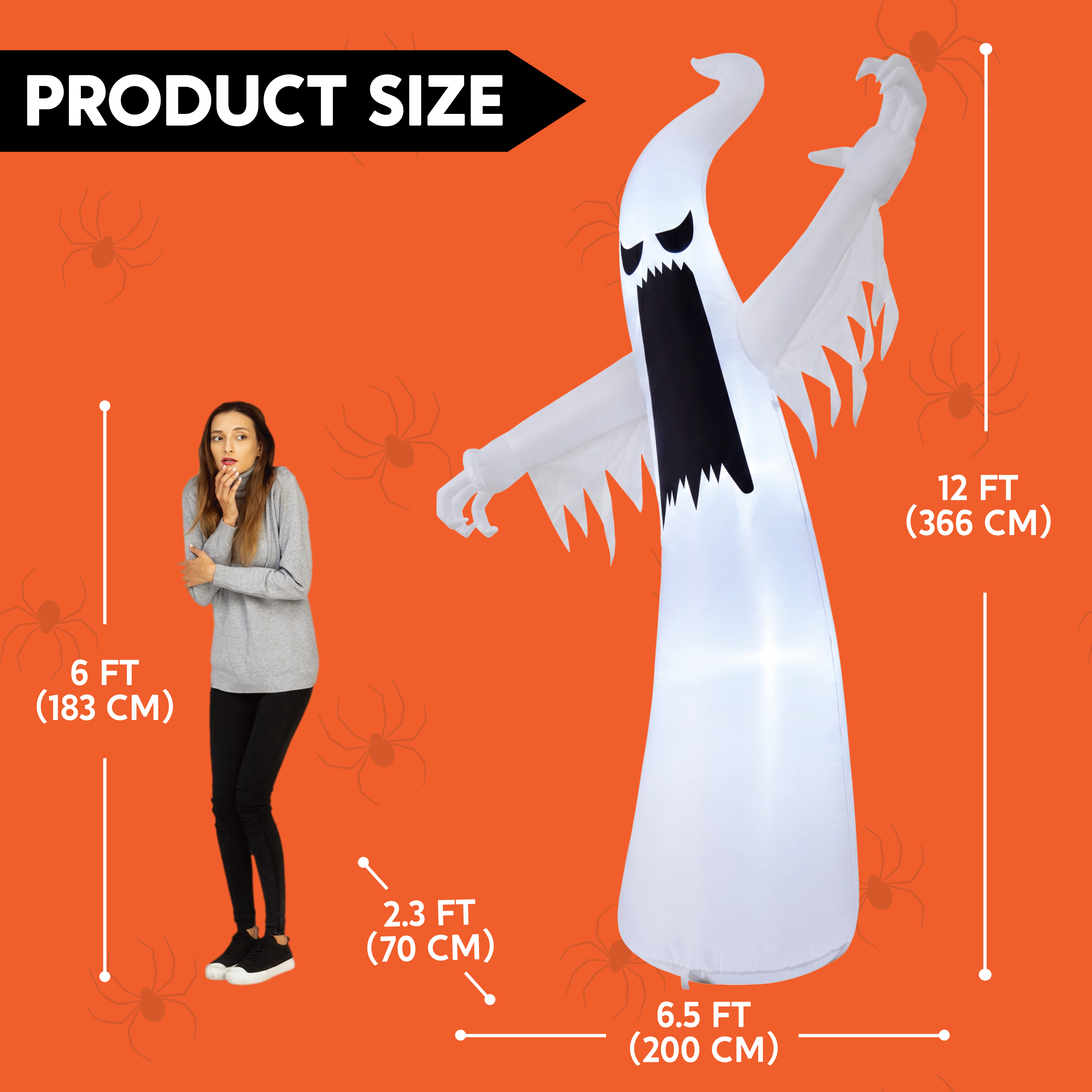 Joyfy 12ft Giant Halloween Inflatable Ghost with LEDs photo 6