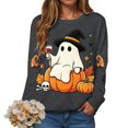 thumbnail image 2 of Duqingm Halloween Sweatshirts for Women Casual Crewneck Pullover Cute Funny Ghost Graphic Sweater Pullover Top,3XL, 2 of 6