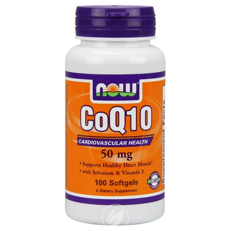 Now Foods CoQ10 50mg + Vit E, 100 gels, Pack of 2