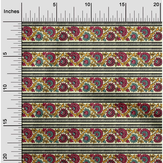 oneOone Cotton Silk Fabric Leaves & Floral Block Decor Fabric Printed BTY 42 Inch Wide