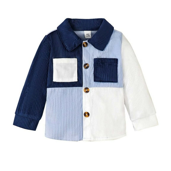 Infant Baby Boys Clothes Baby Boys Shirt Infant Boys Long Sleeve Lapel Shirt Blue 9-12 Months