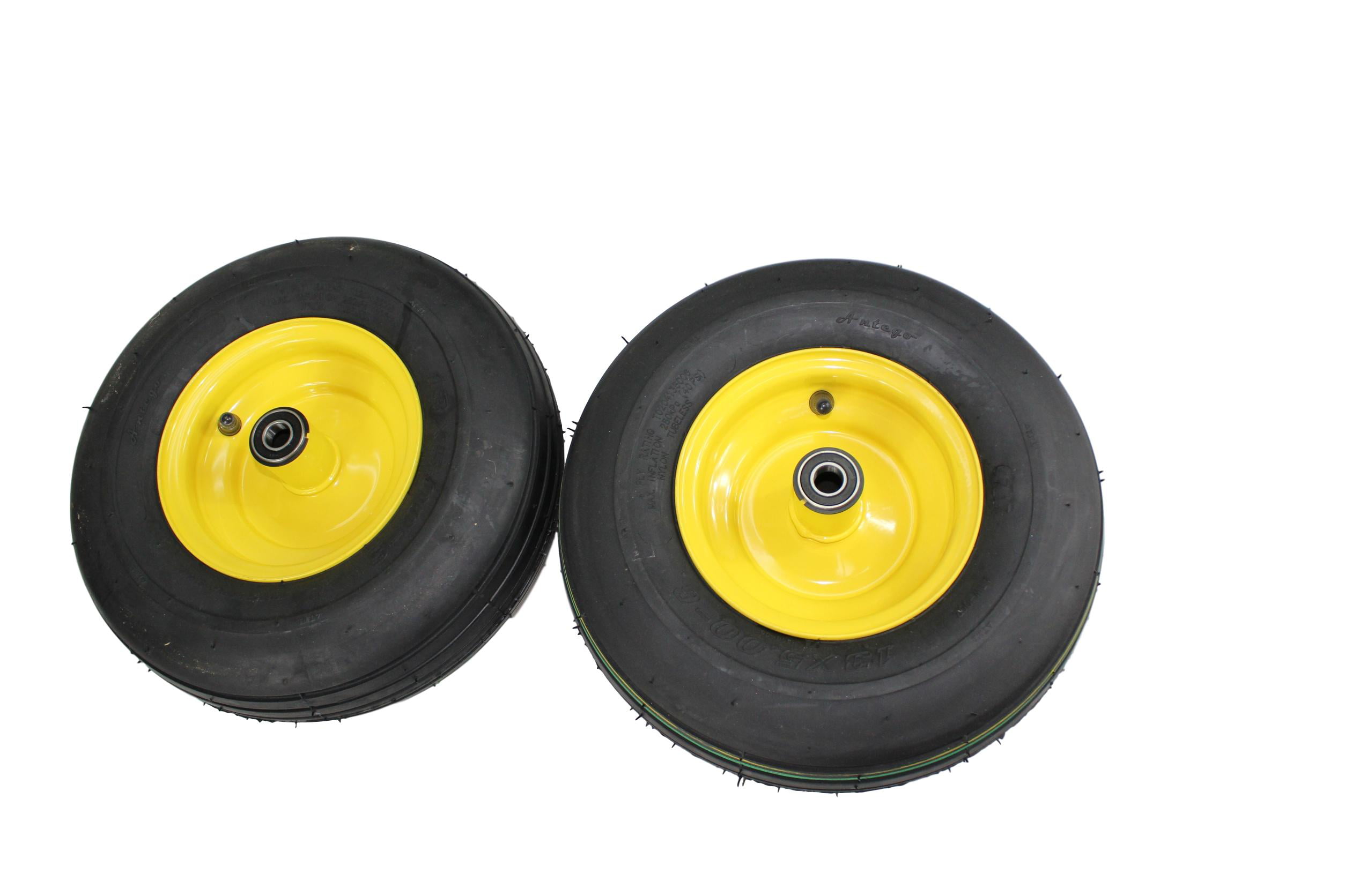 Set of 2 15x6.00-6 Tires & Wheels 4 Ply for Lawn & Garden Mower Turf Tires .75 Bearing 