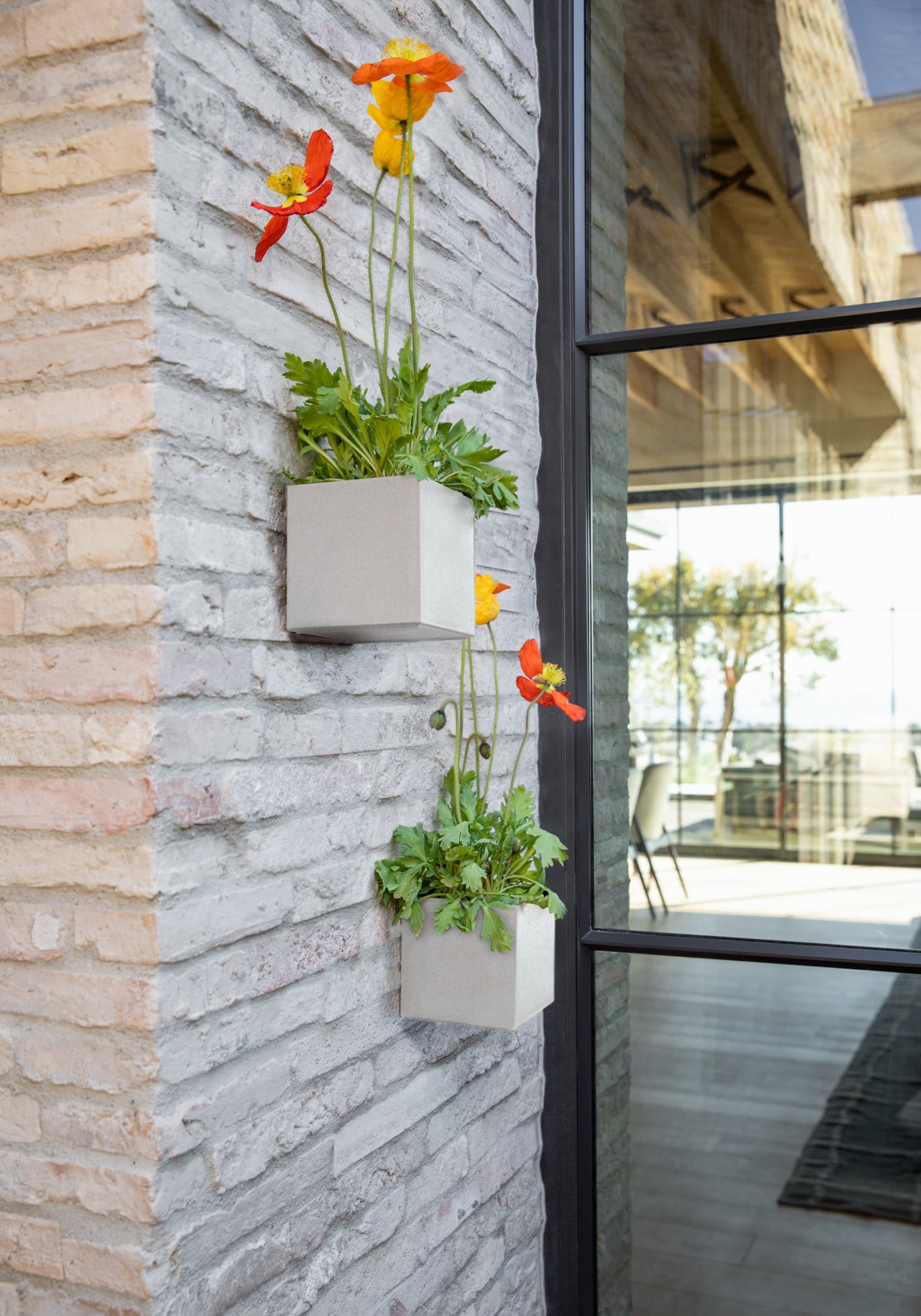 Veadek Geo Series Cube Hanging 5" Planter - 2-Pack White